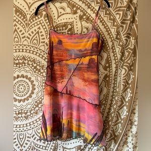 Urban Outfitters Pink Desert Topstitch Mini Dress